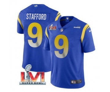 Men's Los Angeles Rams #9 Matthew Stafford Royal 2022 Super Bowl LVI Vapor Limited Stitched Jersey