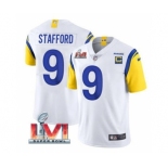 Men's Los Angeles Rams #9 Matthew Stafford White 2022 With C Patch Super Bowl LVI Vapor Limited Jersey