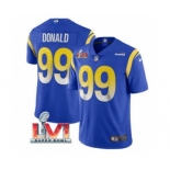 Men's Los Angeles Rams #99 Aaron Donald Royal 2022 Super Bowl LVI Vapor Limited Stitched Jersey