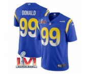 Men's Los Angeles Rams #99 Aaron Donald Royal 2022 Super Bowl LVI Vapor Limited Stitched Jersey