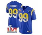 Men's Los Angeles Rams #99 Aaron Donald Royal 2022 With C Patch Super Bowl LVI Vapor Limited Jersey