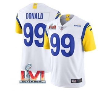 Men's Los Angeles Rams #99 Aaron Donald White 2022 Super Bowl LVI Vapor Limited Stitched Jersey