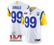 Men's Los Angeles Rams #99 Aaron Donald White 2022 With C Patch Super Bowl LVI Vapor Limited Jersey