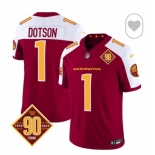 Men Washington Commanders #1 Jahan Dotson Red White F U S E 2024 Limited Stitched Football Jersey