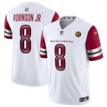 Men Washington Commanders #8 Brian Robinson Jr White 2023 F U S E With John Madden Patch Vapor Limited Stitched Football Jersey