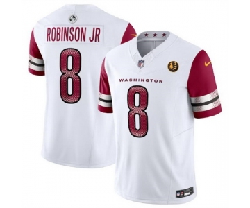 Men Washington Commanders #8 Brian Robinson Jr White 2023 F U S E With John Madden Patch Vapor Limited Stitched Football Jersey