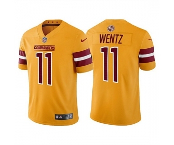 Men's Washington Commanders #11 Carson Wentz Gold Vapor Untouchable Stitched Football Jersey