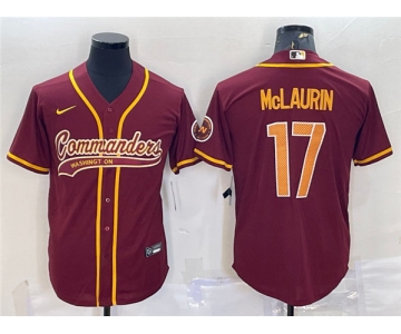 Men's Washington Commanders #17 Terry McLaurin Burgundy With Patch Cool Base Stitched Jersey