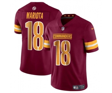 Men's Washington Commanders #18 Marcus Mariota Burgundy 2024 Vapor Limited Stitched Football Jersey