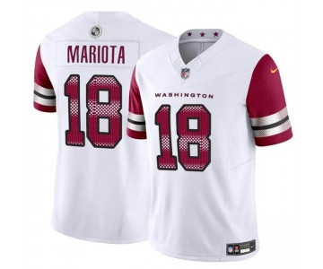 Men's Washington Commanders #18 Marcus Mariota White 2024 F.U.S.E Vapor Limited Stitched Football Jersey