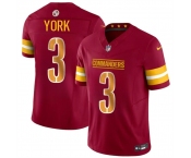 Men's Washington Commanders #3 Cade York Burgundy 2024 F.U.S.E Vapor Limited Football Stitched Jersey