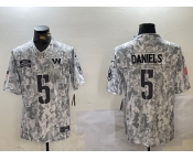 Men's Washington Commanders #5 Jayden Daniels Arctic Camo 2024 FUSE Salute to Service Limited Stitched Jersey