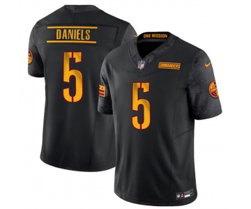 Men's Washington Commanders #5 Jayden Daniels Black 2024 F.U.S.E. Vapor Limited Football Stitched Jersey