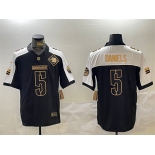 Men's Washington Commanders #5 Jayden Daniels Black Gold 2024 F.U.S.E. 90th Anniversary Vapor Limited Stitched Football Jersey