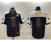 Men's Washington Commanders #5 Jayden Daniels Black Gold 2024 F.U.S.E. 90th Anniversary Vapor Limited Stitched Football Jersey