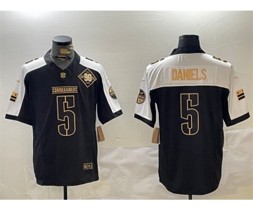 Men's Washington Commanders #5 Jayden Daniels Black Gold 2024 F.U.S.E. 90th Anniversary Vapor Limited Stitched Football Jersey