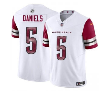 Men's Washington Commanders #5 Jayden Daniels White 2024 Draft F.U.S.E Vapor Limited Football Stitched Jersey