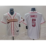 Men's Washington Commanders #5 Jayden Daniels White With Patch Cool Base Stitched Baseball Jersey