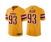 Men's Washington Commanders #93 Jonathan Allen Gold Vapor Untouchable Stitched Football Jersey