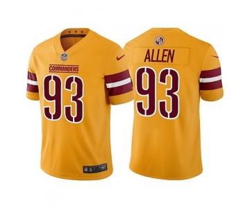 Men's Washington Commanders #93 Jonathan Allen Gold Vapor Untouchable Stitched Football Jersey