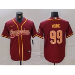 Men's Washington Commanders #99 Chase Young Burgundy With Patch Cool Base Stitched Baseball Jersey