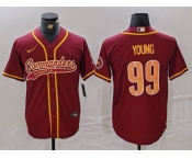 Men's Washington Commanders #99 Chase Young Burgundy With Patch Cool Base Stitched Baseball Jersey