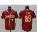 Men's Washington Commanders #99 Chase Young Burgundy With Patch Cool Base Stitched Baseball Jerseys