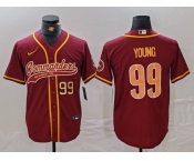 Men's Washington Commanders #99 Chase Young Burgundy With Patch Cool Base Stitched Baseball Jerseys