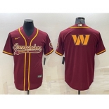 Men's Washington Commanders Burgundy Team Big Logo With Patch Cool Base Stitched Baseball Jersey