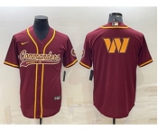 Men's Washington Commanders Burgundy Team Big Logo With Patch Cool Base Stitched Baseball Jersey