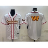 Men's Washington Commanders White Team Big Logo With Patch Cool Base Stitched Baseball Jersey