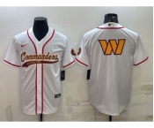 Men's Washington Commanders White Team Big Logo With Patch Cool Base Stitched Baseball Jersey