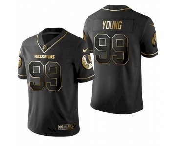 Men's  Washington Redskins Football Team #99 Chase Young Black Golden Limited Jersey