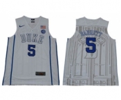 Duke Blue Devils #5 R.J. Barrett White Basketball Elite Stitched NCAA Jersey