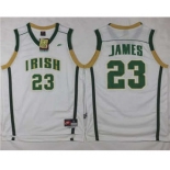 Fighting Irish High School #23 LeBron James White Stitched Basketball Jersey