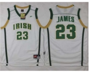 Fighting Irish High School #23 LeBron James White Stitched Basketball Jersey