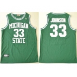 HC Michigan State #33 Magic Johnson Green College Hardwood Legends Basketball Jerseys