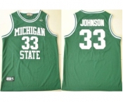 HC Michigan State #33 Magic Johnson Green College Hardwood Legends Basketball Jerseys