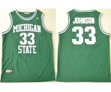 HC Michigan State #33 Magic Johnson Green College Hardwood Legends Basketball Jerseys