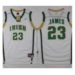 High School #23 LeBron James White Irish High School Stitched Basketball Jersey