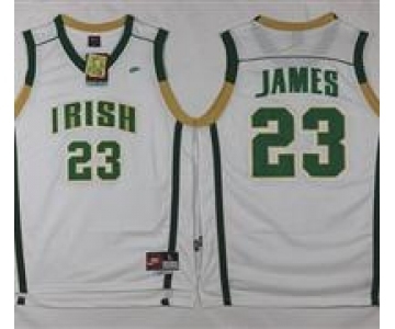 High School #23 LeBron James White Irish High School Stitched Basketball Jersey