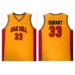 High School #33 Kevin Durant Gold Oak Hill Academy High School Stitched Basketball Jersey