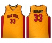 High School #33 Kevin Durant Gold Oak Hill Academy High School Stitched Basketball Jersey