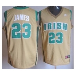 Irish High School #23 Lebron James Golden Yellow Baskteball Jerseys