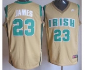 Irish High School #23 Lebron James Golden Yellow Baskteball Jerseys