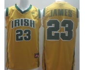 Irish High School 23 Lebron James Yellow Baskteball Jerseys