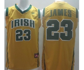 Irish High School 23 Lebron James Yellow Baskteball Jerseys