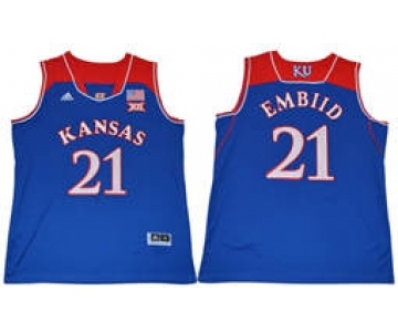 Kansas Jayhawks #21 Joel Embiid Royal Blue Basketball Stitched NCAA Jersey