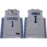 Kentucky Wildcats #1 Devin Booker White Basketball Elite Stitched NCAA Jersey