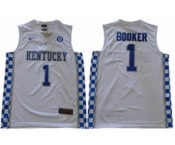 Kentucky Wildcats #1 Devin Booker White Basketball Elite Stitched NCAA Jersey